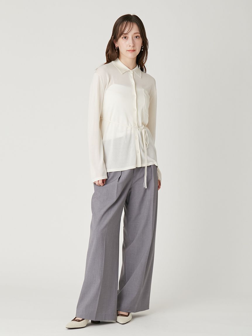 シルクブレンドシアーニットシャツ／ウォッシャブル(ニット)｜トップス