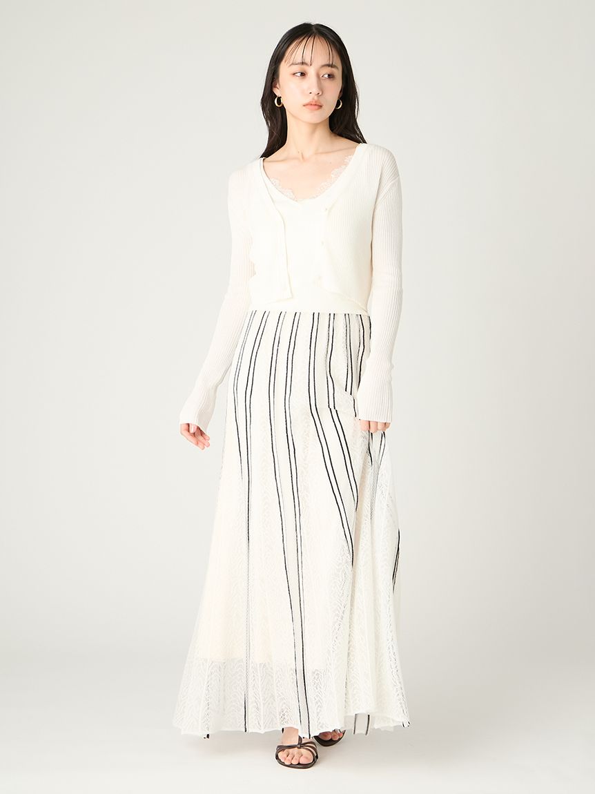 美品✨フミカウチダ レイヤードシアークロップドトップス ホワイト クロップドシアーカーディガン(ニット)｜トップス｜FRAY I.D（フレイ