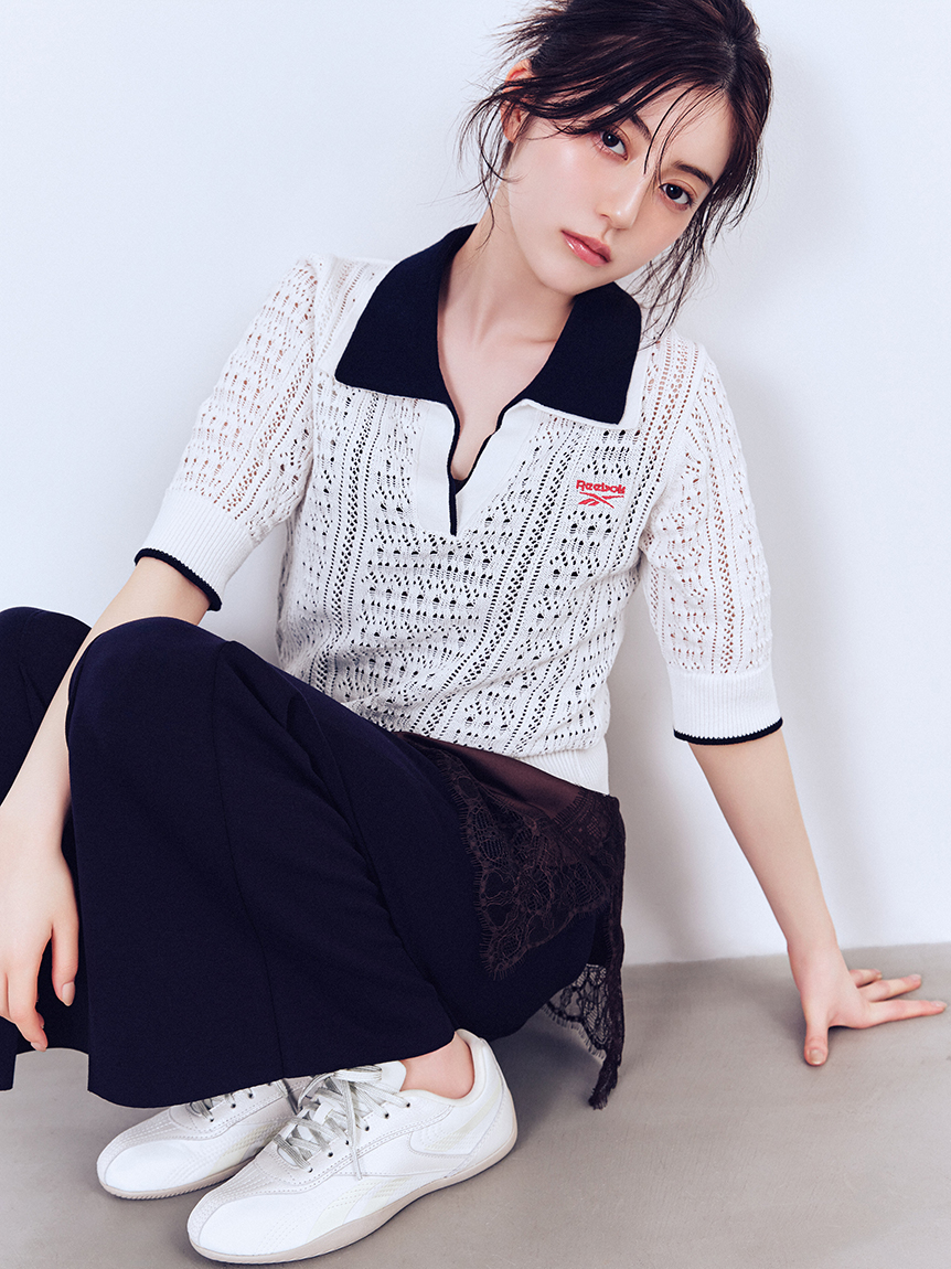 Reebok×FRAY I.D】ポロカラーメッシュニットプルオーバー(ニット Reebok×FRAY I.D】ポロカラーメッシュニットプルオーバー(ニット