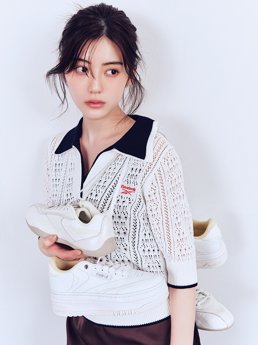 Reebok×FRAY I.D】ポロカラーメッシュニットプルオーバー(ニット
