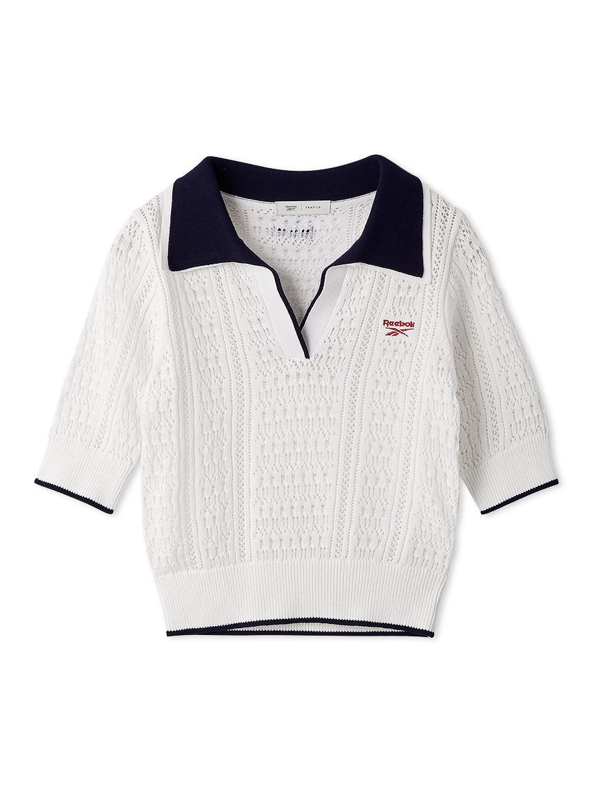 Reebok×FRAY I.D】ポロカラーメッシュニットプルオーバー(ニット