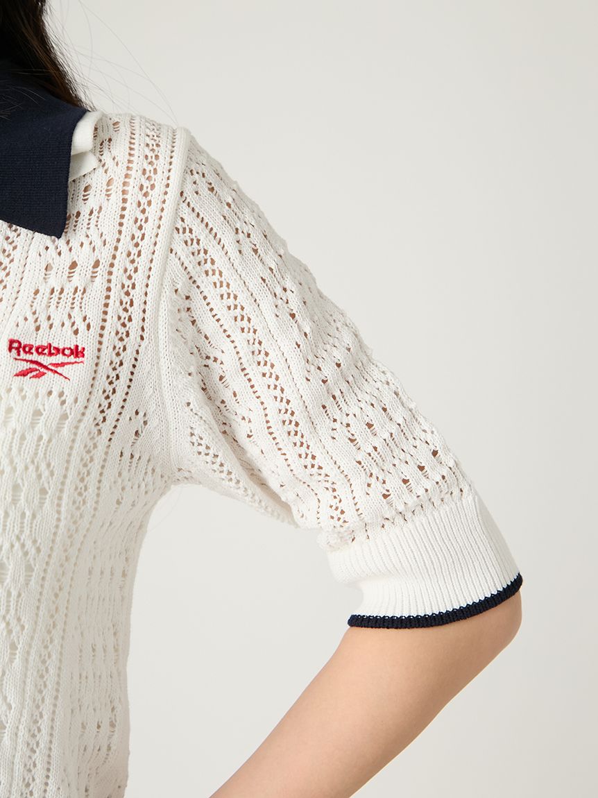 Reebok×FRAY I.D】ポロカラーメッシュニットプルオーバー(ニット Reebok×FRAY I.D】ポロカラーメッシュニットプルオーバー(ニット
