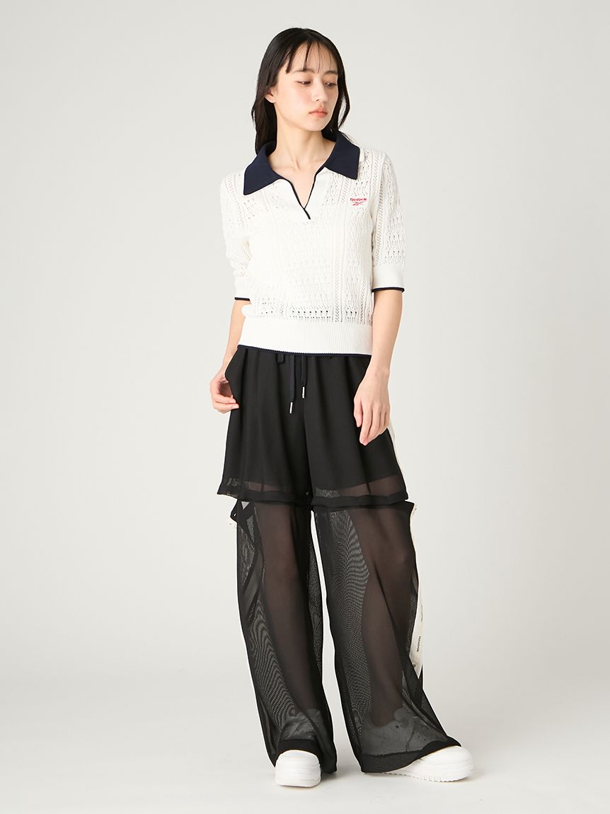 Reebok×FRAY I.D】ポロカラーメッシュニットプルオーバー(ニット