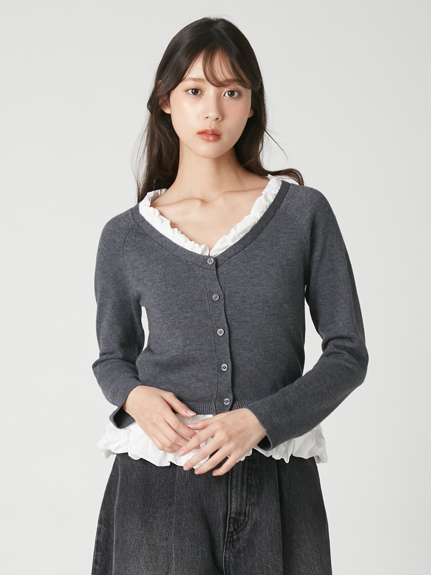 WEB限定】2wayオフショルフリルペプラムニットカーディガン(ニット