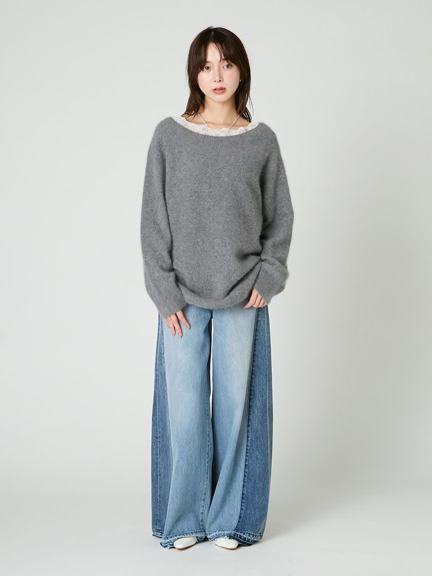 ラクーン100％オフショルニットチュニック(ニット・セーター)｜TOPS