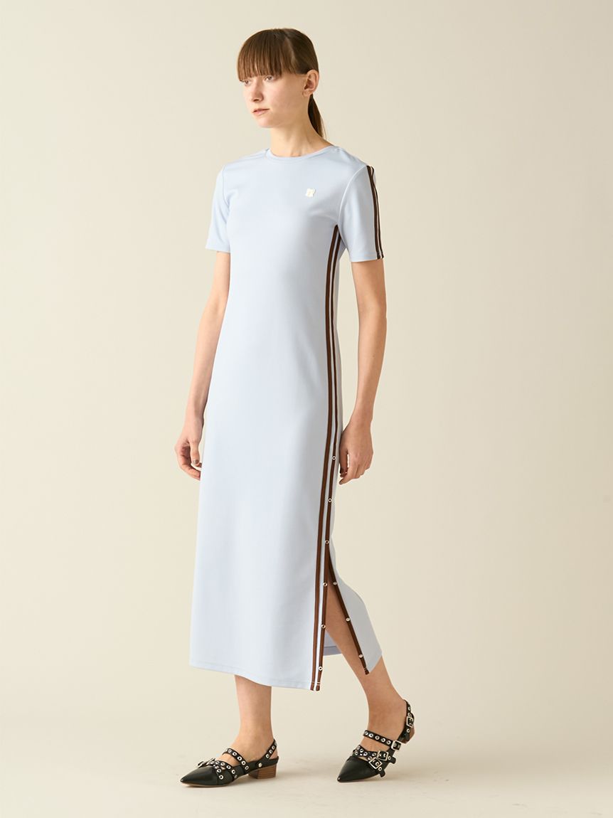 ワンピース furfur リボンロゴラインカットワンピース(ロングワンピース