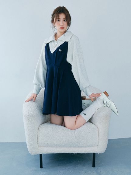 ハーフジップスウェットミニワンピース(ミニワンピース)｜ワンピース