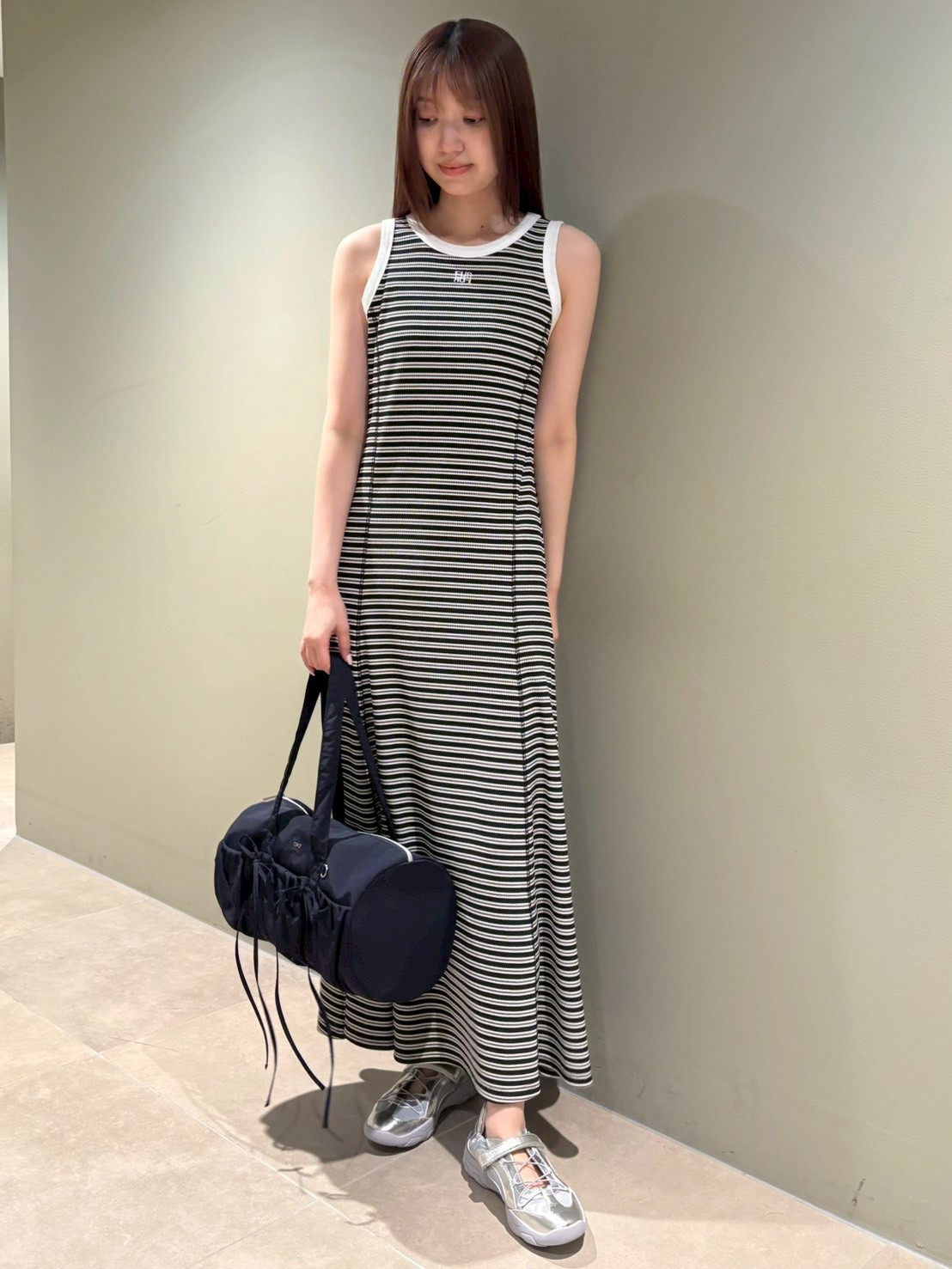 ロゴ刺繍ボーダーワンピース(ロングワンピース)｜ワンピース｜FURFUR