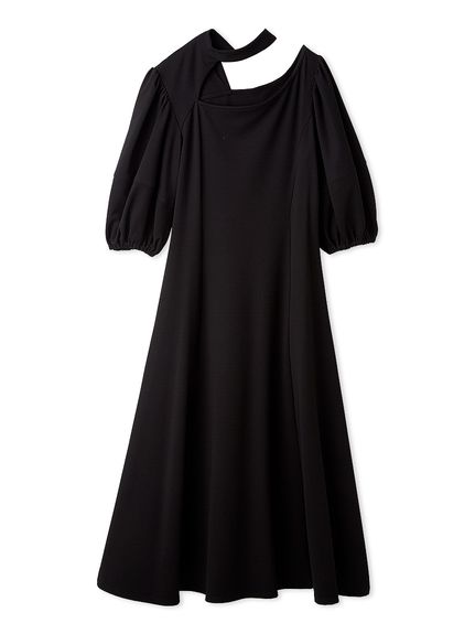 極美品 furfur チュール切替フリルニットワンピース 黒 ニット