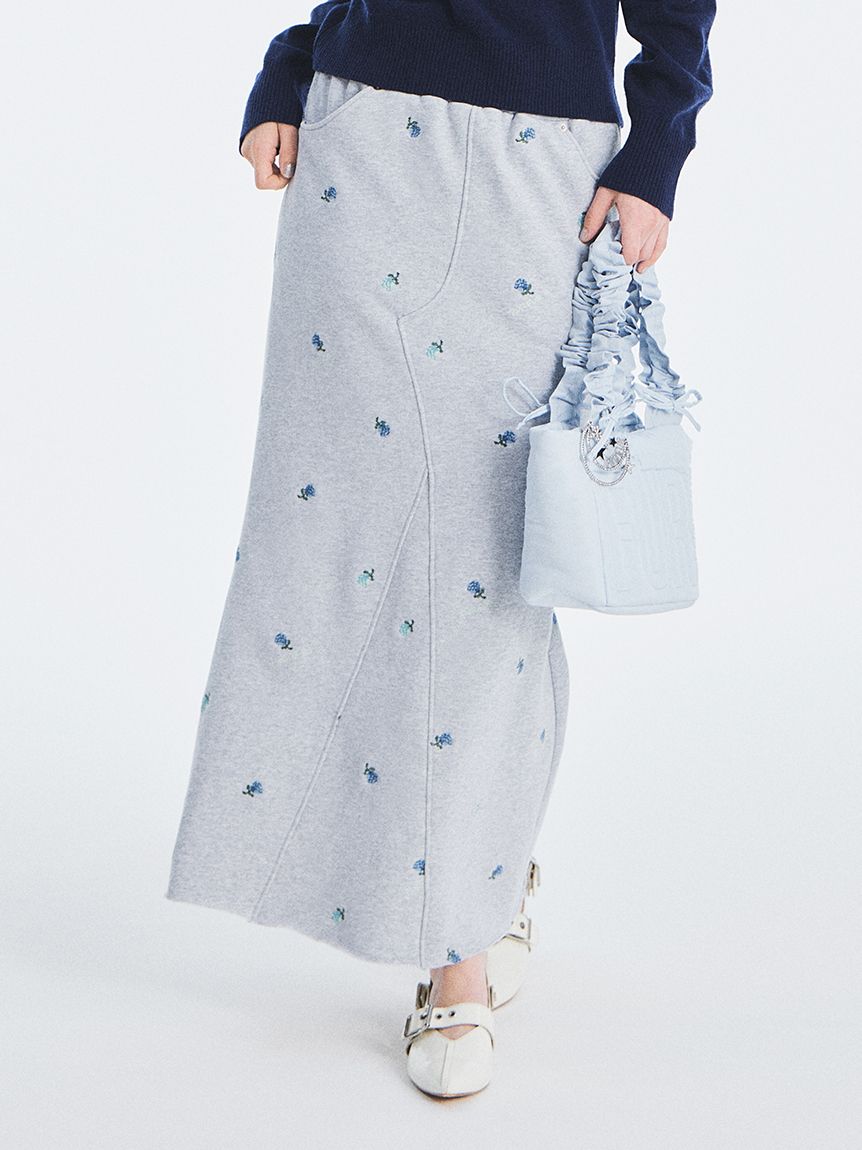 フラワー刺繍スウェットスカート(ロングスカート)｜ボトムス｜FURFUR