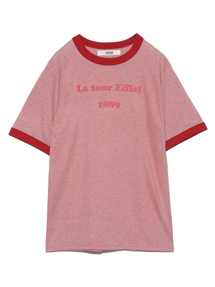 ロゴプリントリンガーTシャツ(RED-F)