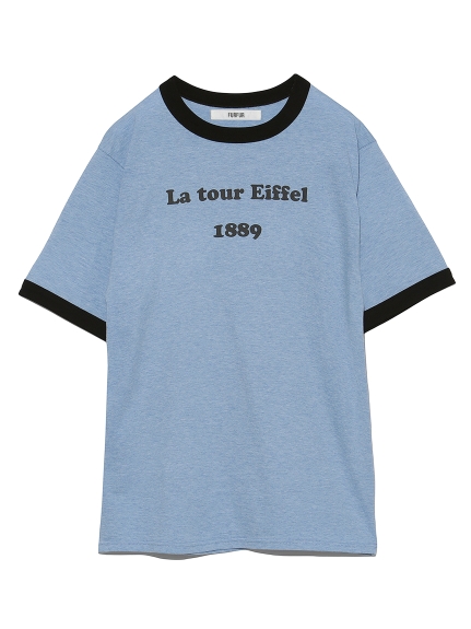 ロゴプリントリンガーTシャツ(BLU-F)