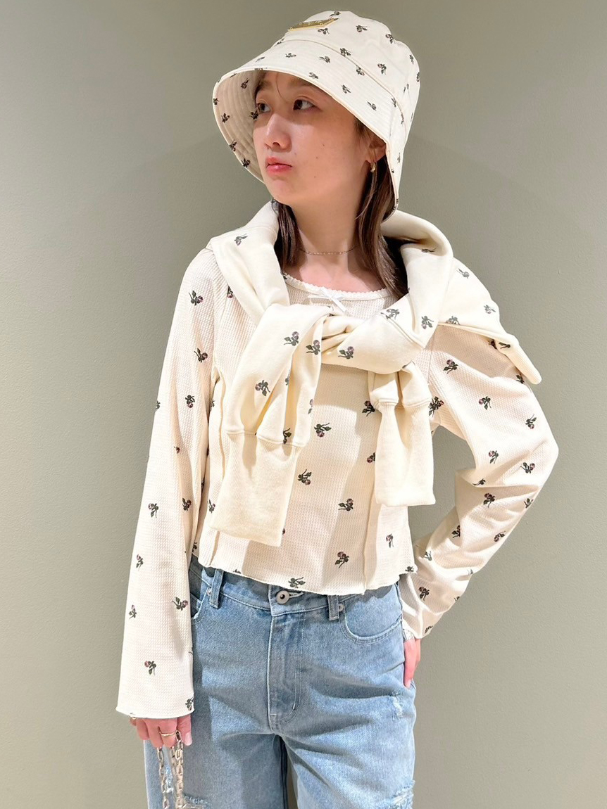 ファーファー FURFUR 【Philly chocolate】小花柄サーマルトップス （IVR） Philly chocolate】小花柄サーマルトップス(Tシャツ／カットソー