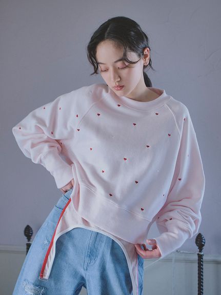 限定カラー】ミニハート刺繍スウェット(スウェット・トレーナー