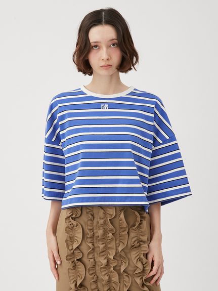 マルチボーダークロップドTシャツ(Tシャツ／カットソー
