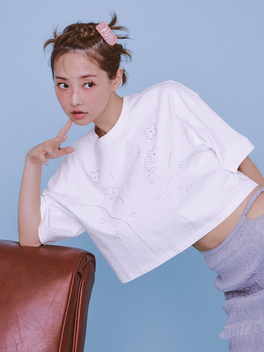 ビジューデザインTシャツ(Tシャツ／カットソー)｜トップス｜FURFUR