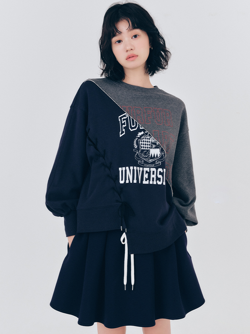 ファーファー スウェット セットアップ ネイビー リメイクデザイン