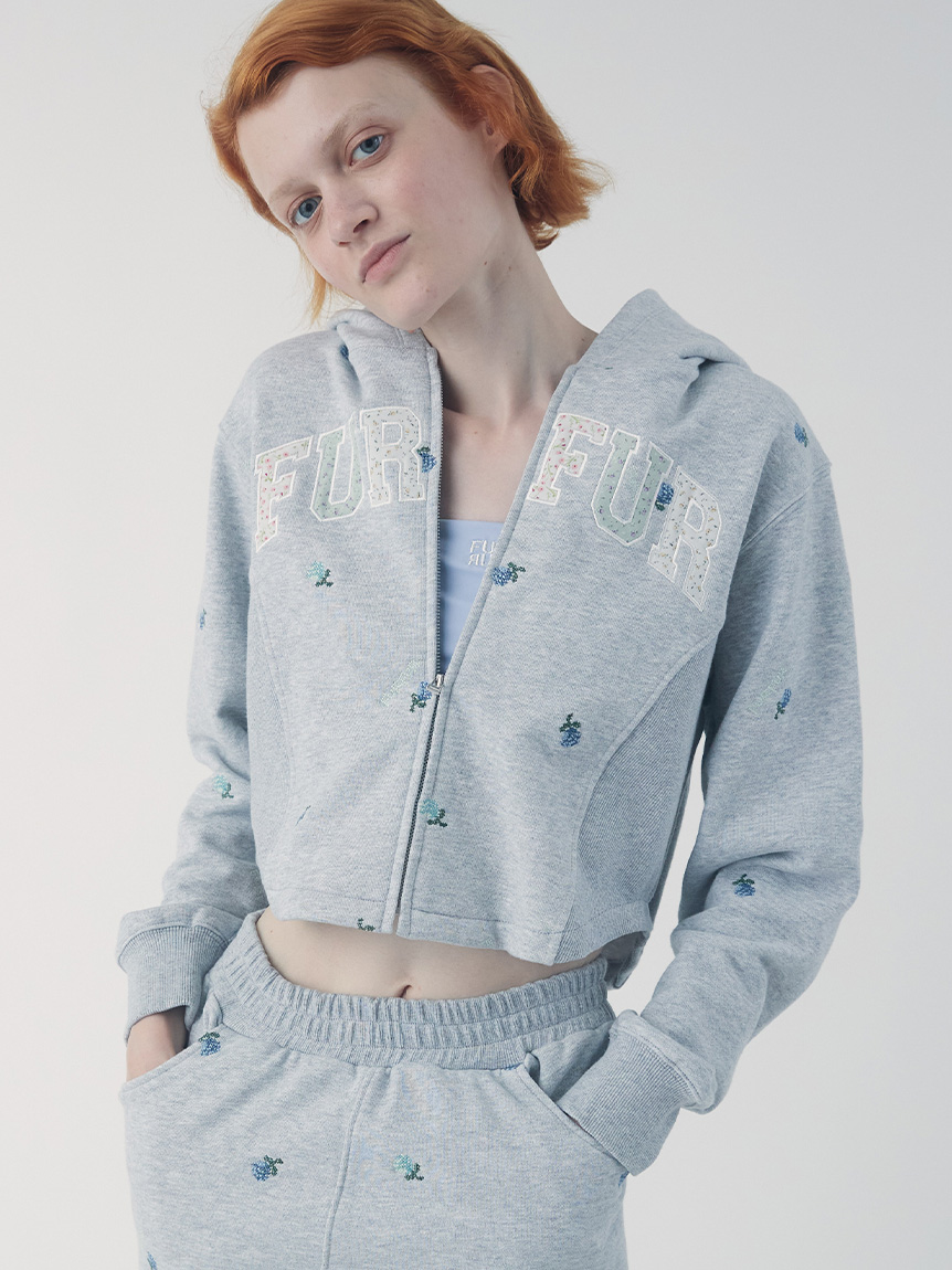 フラワー刺繍ジップアップフーディー(スウェット)｜トップス｜FURFUR