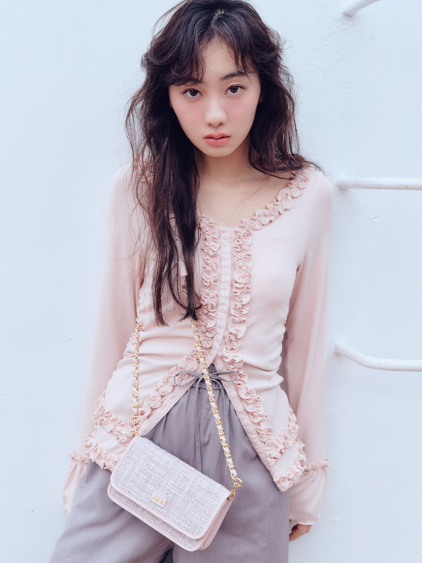 フリルカーディガン Ezick カーディガン Peplum frill cardigan ペプラムフリル