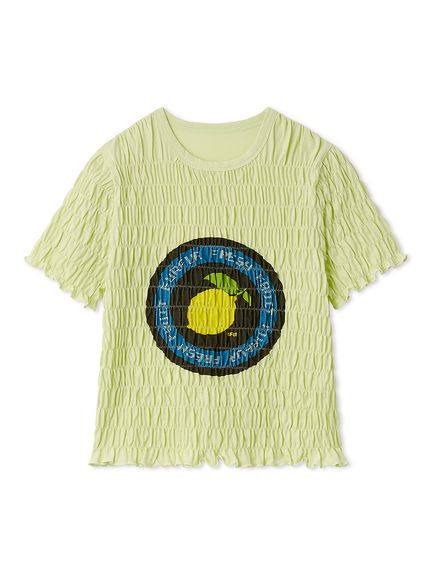 ♥出品 フルーツモチーフシャーリングTシャツ(Tシャツ／カットソー)｜トップス