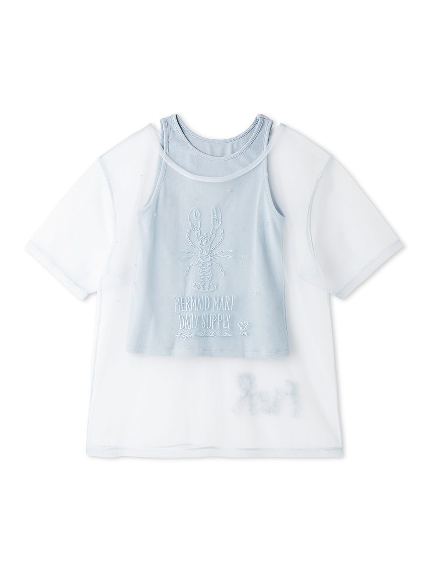 マリン刺繍チュールセットTシャツ(Tシャツ／カットソー)｜トップス