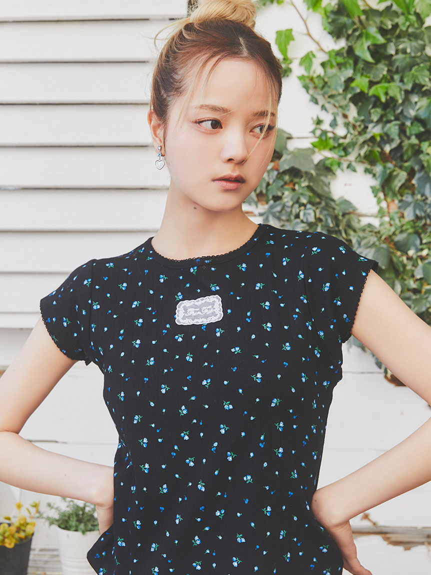 WEB限定カラー】レースワッペンコンパクトTシャツ(Tシャツ／カットソー