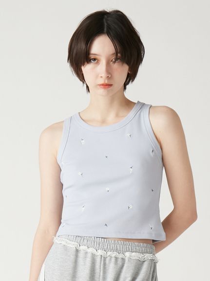 フラワー刺繍タンクトップ(Tシャツ／カットソー)｜トップス｜FURFUR