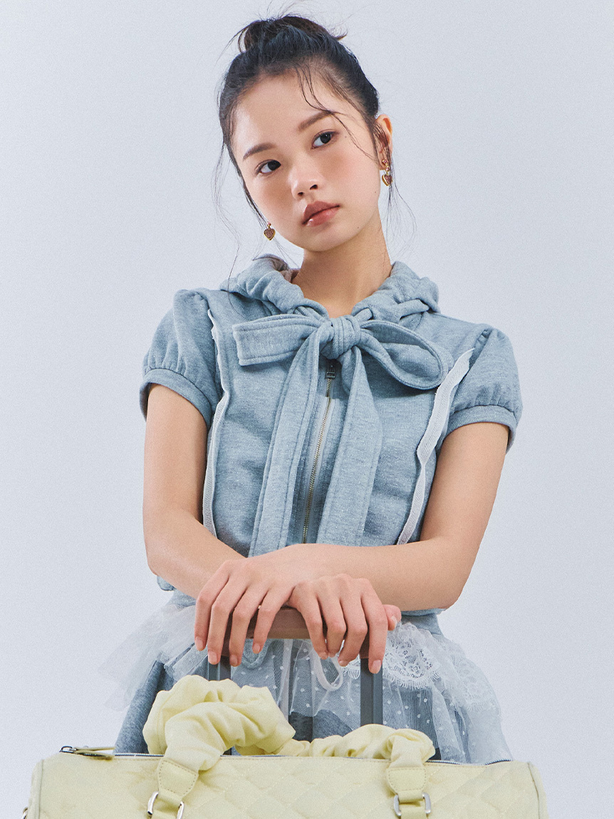 WEB・一部店舗限定カラー】ハーフスリーブボウタイフーディ(スウェット