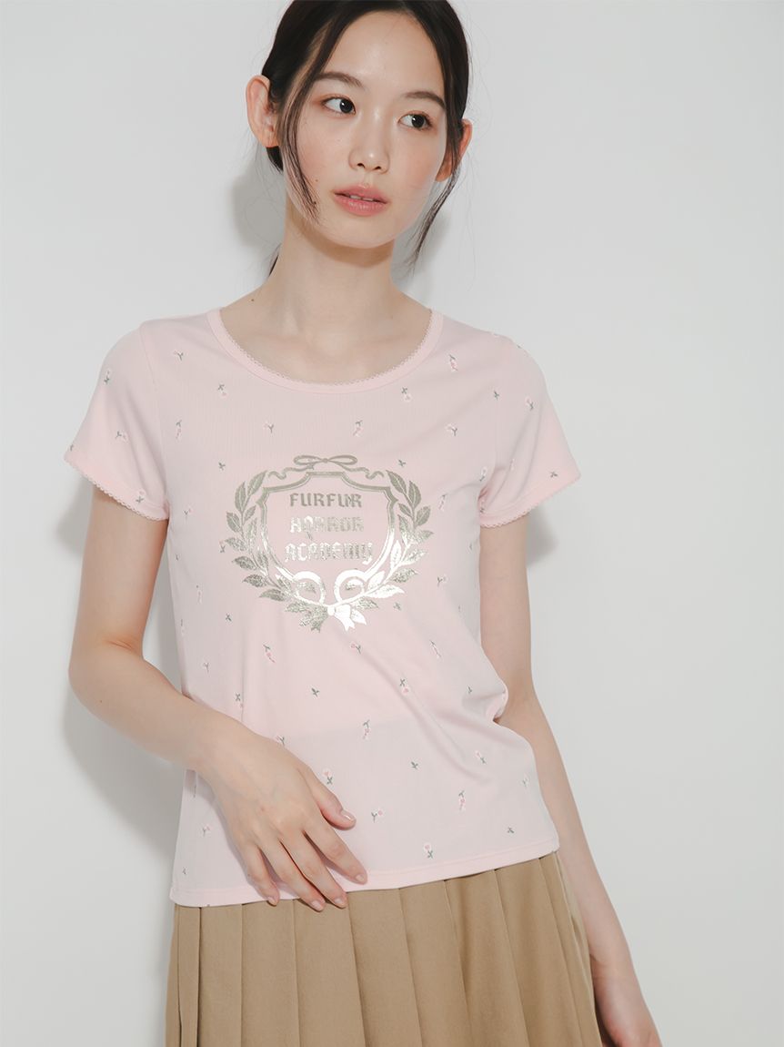 HORROR ACADEMYフラワープリントTシャツ(Tシャツ／カットソー
