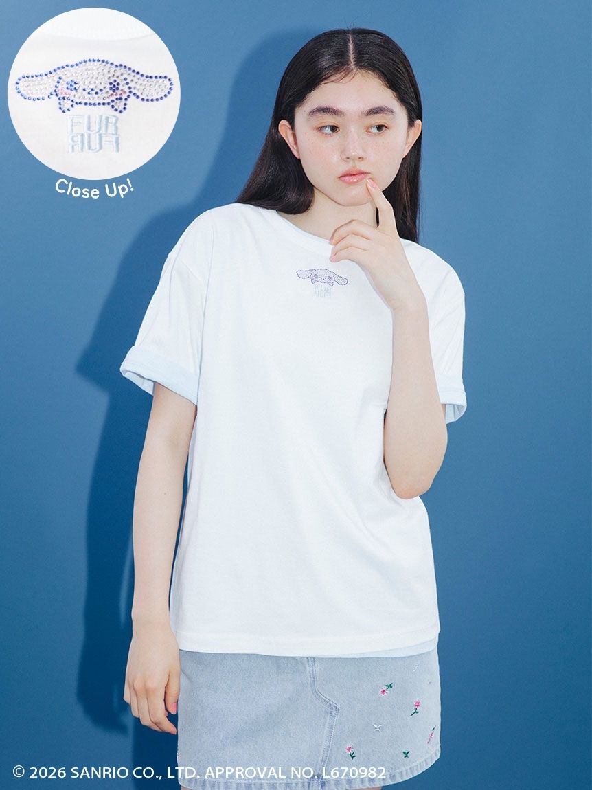 シナモロール】ラインストーンTシャツ(Tシャツ／カットソー)｜トップス