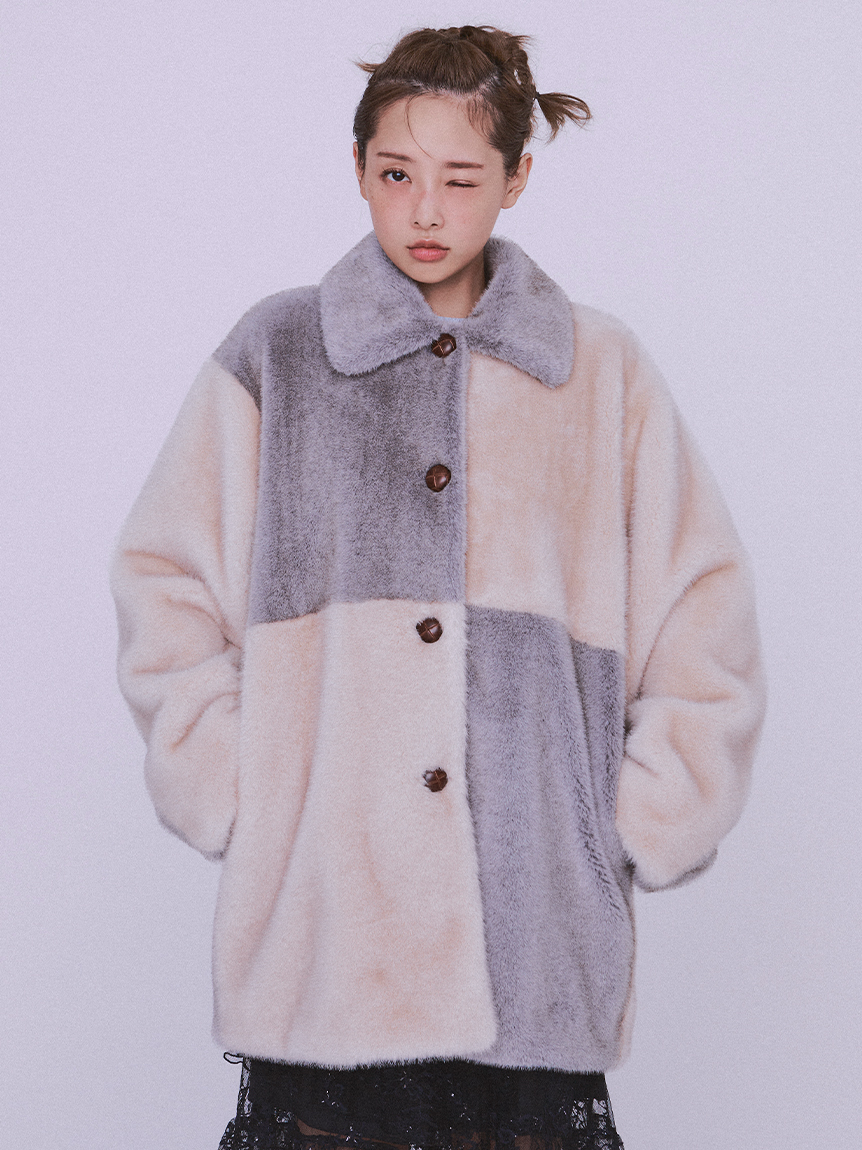 30日まで最終値下げ新品タグ付き✴︎FURFUR✴︎パッチワークファーコート 限定】ファー付きダッフルコート（ダッフルコート）｜FURFUR