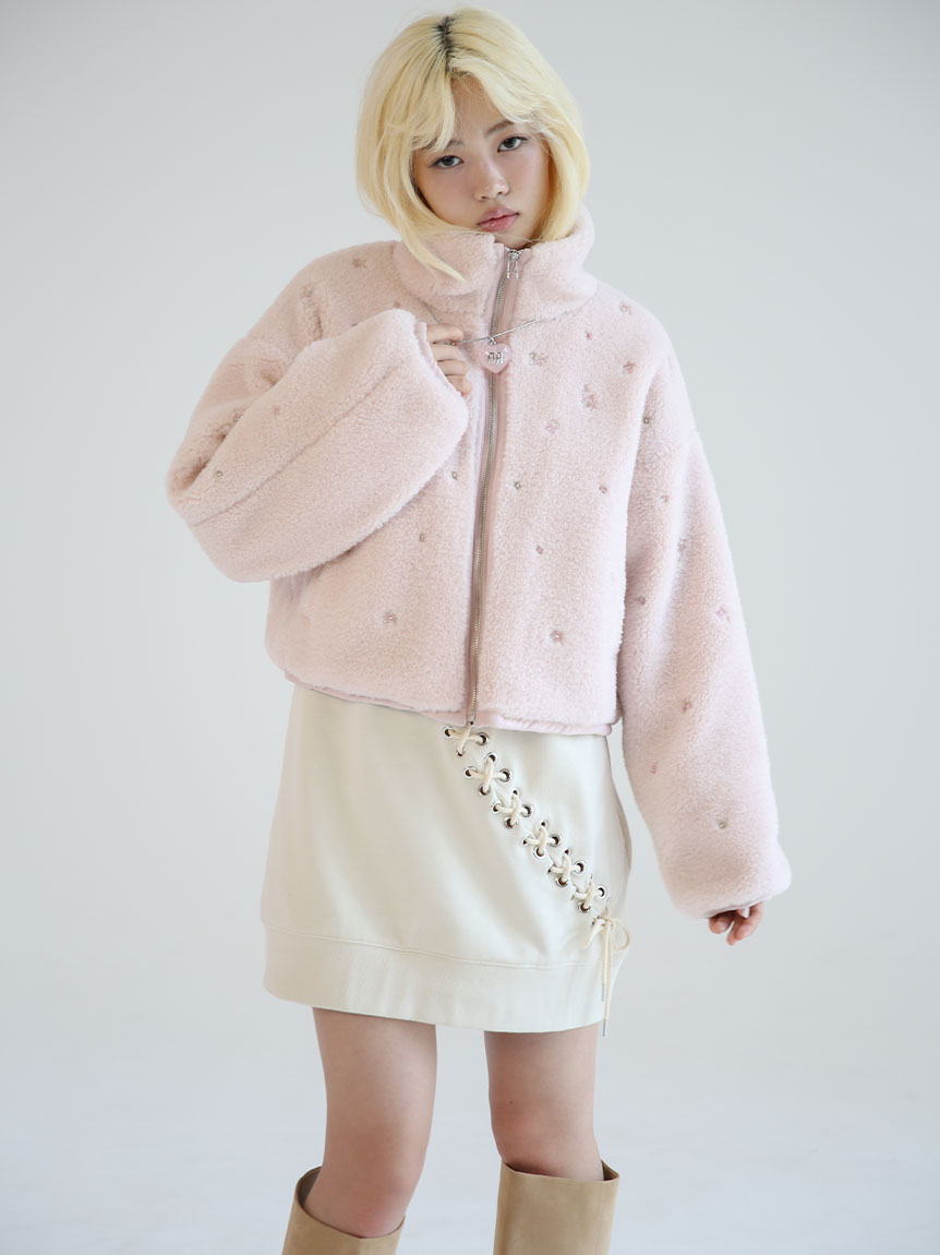 フラワービーズ刺繍ボアブルゾン(ジャケット)｜アウター｜FURFUR
