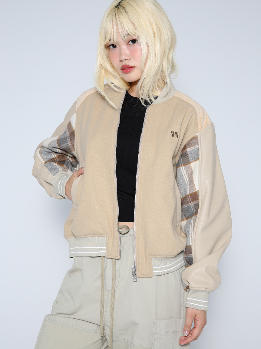 MUVEIL ファー スタジャン ベージュ MUVEIL ファー スタジャン ベージュ