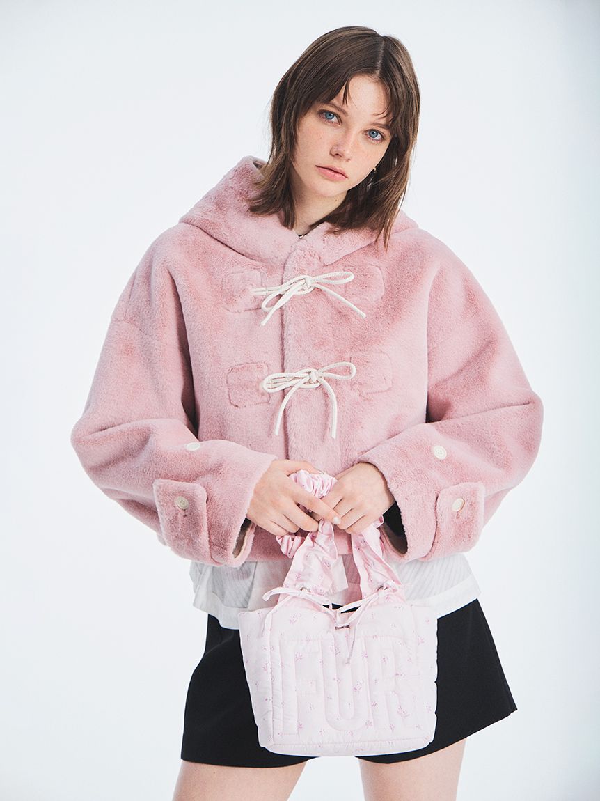 FURFUR ピンク ダッフルコート ピンク ファッション FURFUR エコファーダッフルコート