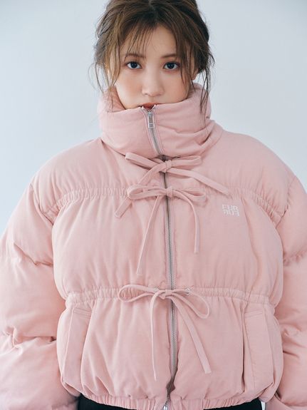 コーデュロイリボンショートパディングジャケット