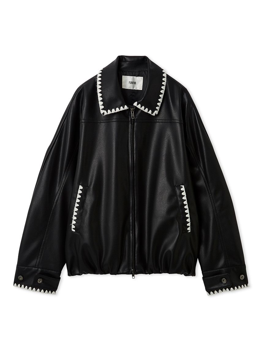 トリミング刺繍レザーライクブルゾン(ジャケット)｜アウター｜FURFUR