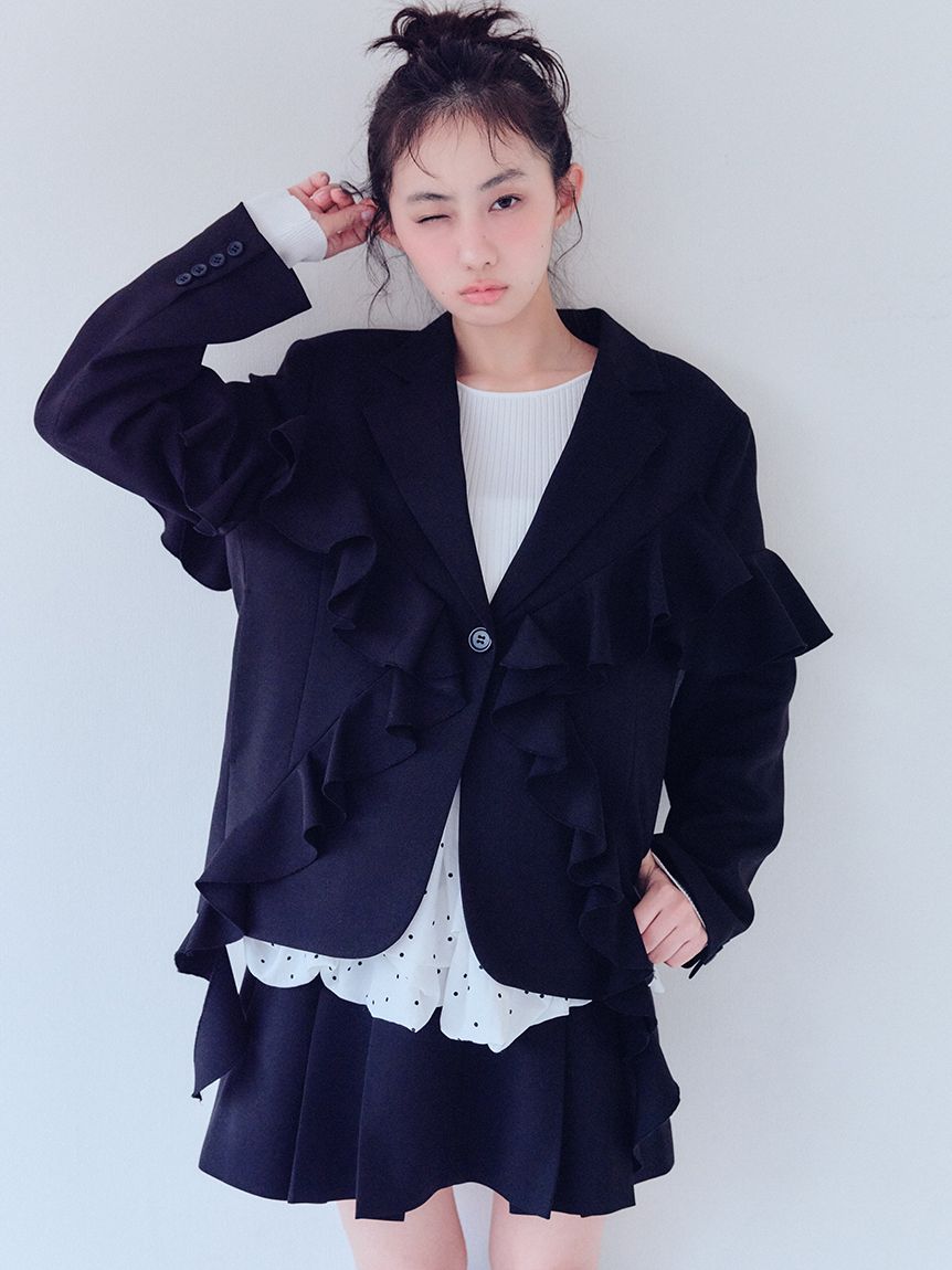 フリルデザインテーラードジャケット(テーラードジャケット)｜アウター