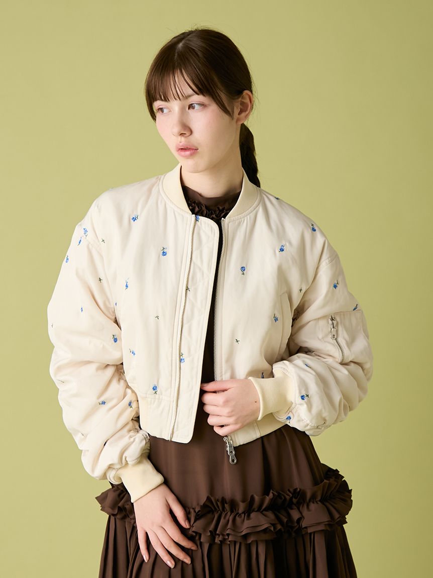 WEB・一部店舗限定カラー】フラワー刺繍MA-1(ブルゾン)｜アウター