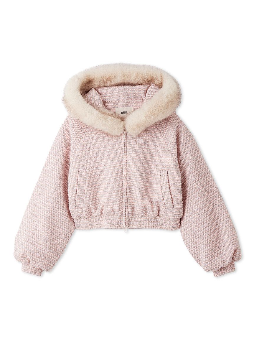 エコファーフードツイードブルゾン(ブルゾン)｜OUTER｜FURFUR（ファー