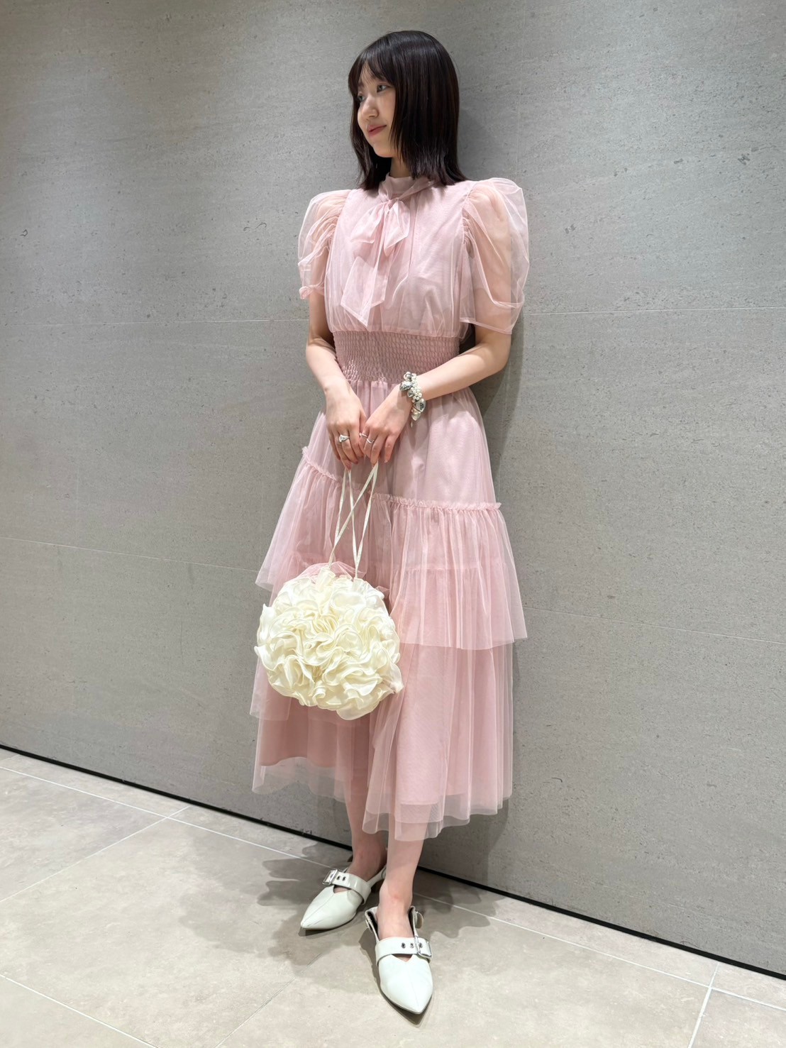 【美品】FURFUR ファーファー ラメチュールドレス ロングスリーブ グレー 美品】FURFUR ファーファー ラメチュールドレス ロングスリーブ