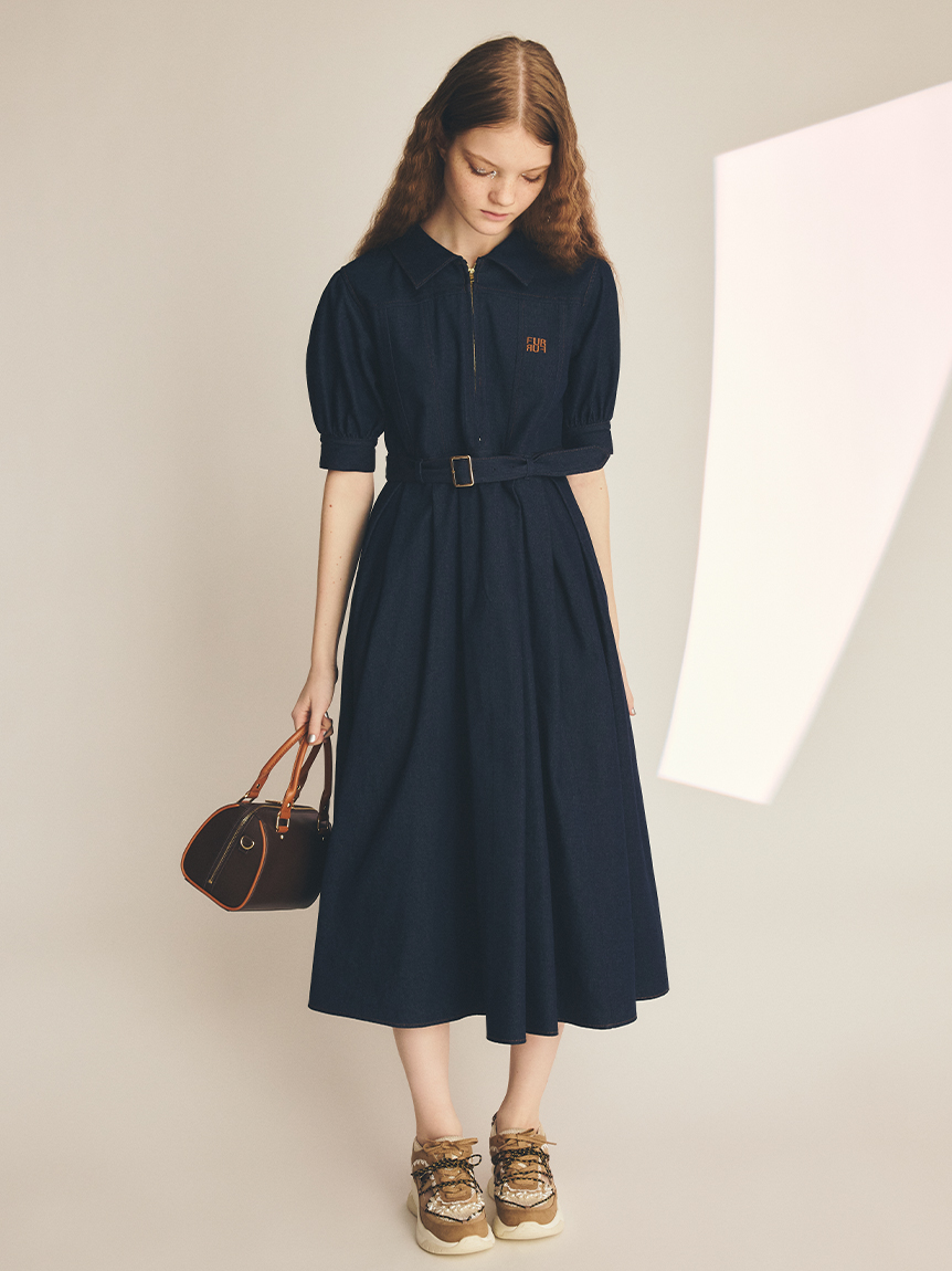 限定サイズ】フラットカラーシャツワンピース(ロングワンピース 限定サイズ】フラットカラーシャツワンピース(ロングワンピース