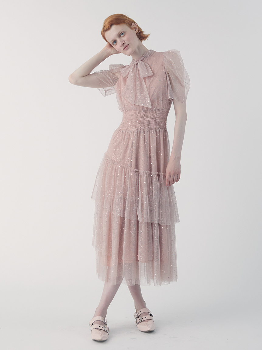 【即日発送】FURFUR ハーフスリーブラメチュールドレス グレー Fサイズ 即日発送】FURFUR ハーフスリーブラメチュールドレス グレー Fサイズ