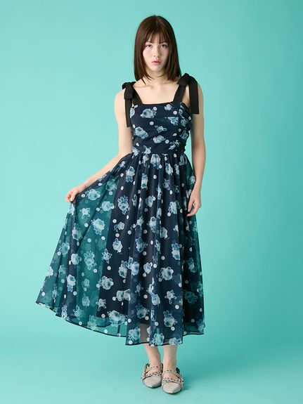 ぼかしフラワープリントワンピース(ロングワンピース)｜ワンピース  