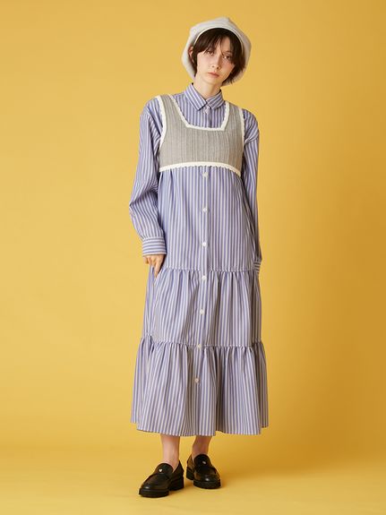 ベストレイヤードシャツワンピース(ロングワンピース)｜ワンピース