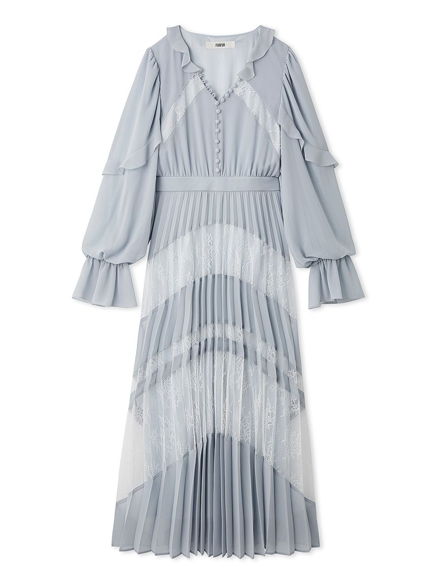 スイッチングレースプリーツドレス(ロングワンピース)｜ワンピース