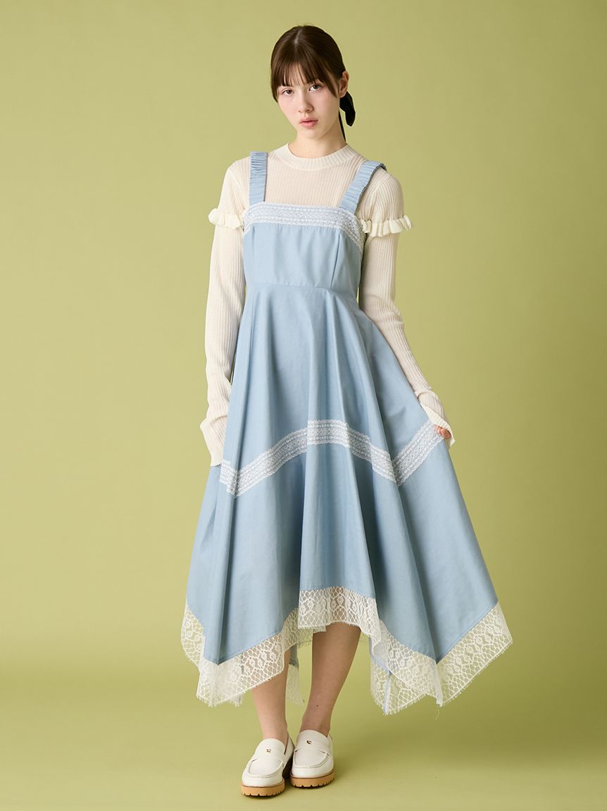 FENDI☆スカート、ジャンバースカート、ワンピース レースコンビジャンパースカート(ロングワンピース)｜ワンピース