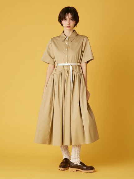 【限定サイズ】ベルト付きコードレーンシャツワンピース
