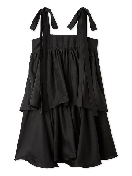極美品 furfur チュール切替フリルニットワンピース 黒 ニット