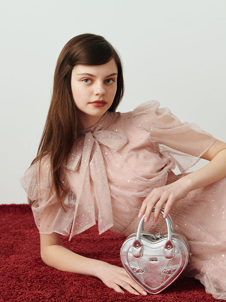 限定サイズ】ハーフスリーブラメチュールドレス(ロングワンピース