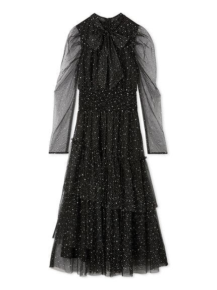 ロングスリーブラメチュールドレス(ロングワンピース)｜ワンピース